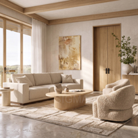 Canapé modulaire sur mesure OEM en forme de L pour salon avec chaise longue en tissu velours/lin, livraison rapide