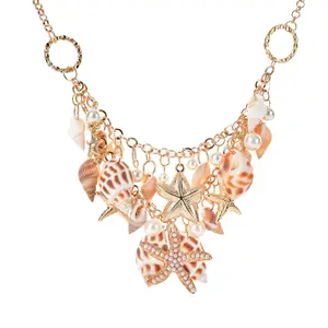 Handmade Summer Beach Natural Seashell Scallop Pendant Choker Necklaces for Women Girl Jewelry