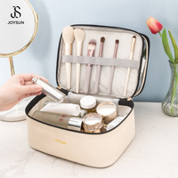 JOYSUN Trousse de toilette en PU à double compartiment grande capacité, sac de voyage transparent personnalisé pour cosmétiques, trousse de maquillage pour femmes