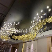 Lustre en verre de forme irrégulière, style moderne et luxueux, luminaire suspendu décoratif, LED, garantie de 2 ans, pour hall d'hôtel, salle de banquet