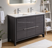 Meuble-lavabo autoportant en contreplaqué classique Hangzhou Dicheng avec vasque en céramique LED, construction en MDF étanche pour hôtel