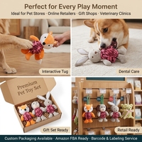 Ensemble de jouets à mâcher en corde pour chien, peluche animale, corde en coton, pour chiens de petite et moyenne taille, entraînement à la traction, nettoyage des dents, personnalisable OEM ODM en gros