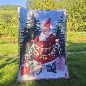 Couverture de Noël en forme de renne 63 x 51 pouces, réversible, en coton, tapisserie bohème, décoration de chambre hippie, jeté double face - Product Image 1