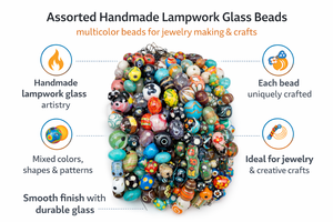 Perles en verre soufflé à la main assorties en boîte, motifs multicolores pour la fabrication de bijoux, projets d'artisanat et magasins de perles - Product Image 6