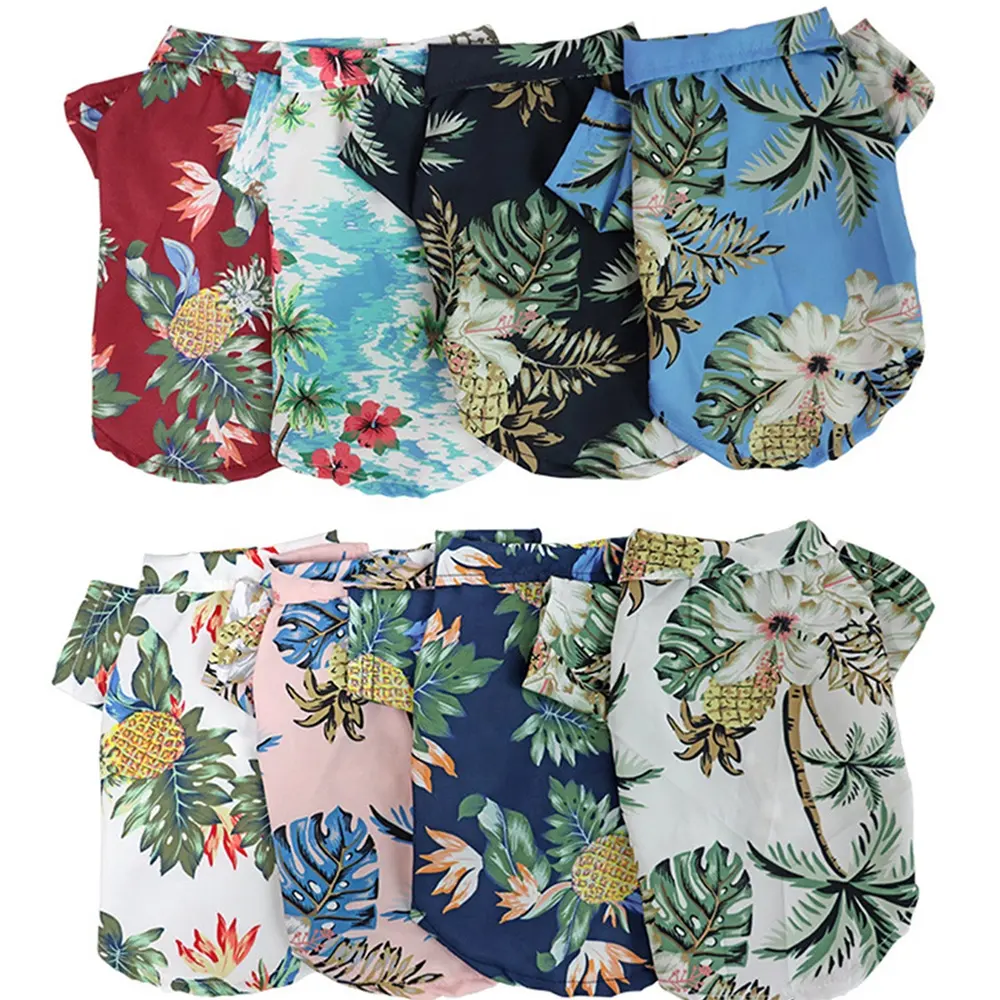 Oem/ODM thoáng khí Pet Hawaii quần áo trang phục phổ Dog onesie dễ thương Dog TEE Áo sơ mi mùa hè Pet T-Shirt