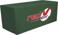 Nappe pliante ajustée personnalisée en polyester de 6 pieds, imprimée par sublimation CMJN 4 couleurs, motif rayé, avec logo de marque, réutilisable