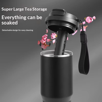 Tasse à café de voiture en acier inoxydable, isolée sous vide, minimaliste, portable, pour thé aux fleurs, double usage paille et infuseur à thé, cadeau personnalisé