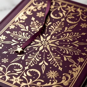 Quaderno A5 Personalizzato in PU Viola con Lamina Dorata, Motivo a <span class=keywords><strong>Fiocchi</strong></span> <span class=keywords><strong>di</strong></span> <span class=keywords><strong>Neve</strong></span> e Segnalibro a Stella per Regalo - Product Image 3