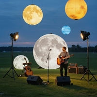 Ballon publicitaire géant gonflable pas cher en forme de planète avec lumière LED, en PVC Oxford, taille personnalisable – Modèle Lune