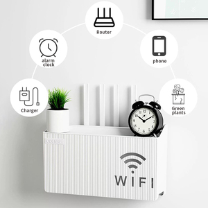 Wireless WIFI Home Router <strong>Storage</strong> Box <strong>Wall</strong> Mounted Set-Top TV Rack <strong>Bedroom</strong> &amp; Living Room Sorting <strong>Storage</strong> Made of Durable Plastic - Product Image 2