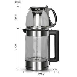 1.8L Turkish <b>Tea</b> <b>Maker</b> Double Function Composite Hot Water Pot Samovar Water Boiler Electric Glass Kettles - Product Image 2