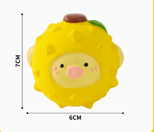 Jouet à mâcher interactif en latex pour chien, motif dessin animé mignon (fruits et animaux), couineur, souple et résistant aux morsures, pour chiots et chiens de petite et moyenne taille - Product Image 6