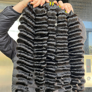 Drops hipping Schuss Echthaar verlängerungen Raw <span class=keywords><strong>Virgin</strong></span> Brazilian Hair Bundle Raw Deep Wave Bundles - Product Image 5