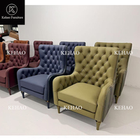 Chaise d'Appoint Vintage en Cuir Tweed Chesterfield Fauteuil Américain Rétro Canapé Loisirs Réception Chaise Boucle Unique Tigre Chaise