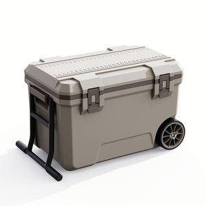 50L Large Capacity Modern PP Reusable Portable Insulated Camping Fishing <b>Cooler</b> <b>Box</b> with Wheeled Design for Outdoor Use - Product Image 3