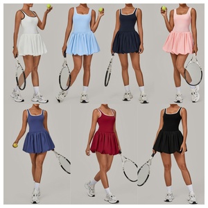 Yimo Women Mock Zweiteiliger Anti-Transparent-Tennis-Yoga-Rock Lady Ärmelloser Inside Pocket Gym-Kleid Weiblicher Plissee-Trainings rock - Product Image 2