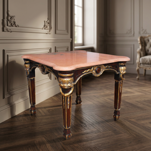 Ardena Marble Top Coffee <b>Table</b> Traditional Antique Wooden Frame Handmade Living Room Furniture - Product Image 3