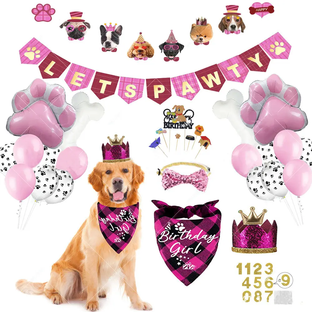 Perlengkapan Pesta Ulang Tahun Hewan Peliharaan Set Balon Dekorasi Ulang Tahun Anjing