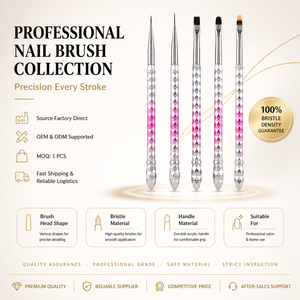 Ensemble de pinceaux pour nail art, poils en nylon non pelucheux, manche en métal, pour liner et dégradé, logo personnalisé, vente en gros, direct usine, manucure - Product Image 1