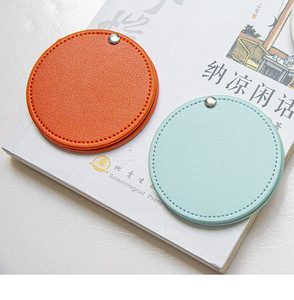 PU Leather Foldable Makeup <b>Mirror</b> Round Travel Portable Compact Cosmetic Pocket <b>Mirror</b> - Product Image 6