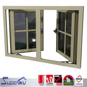Superwu AAMA/NFRC/NAMI Ventana de toldo vertical de aluminio Miami a prueba de huracanes <span class=keywords><strong>Ventanas</strong></span> abatibles de vidrio de aluminio con celosía de vidrio - Product Image 6