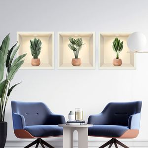 鉢植えの緑の花植物イラストステッカーPVC壁紙リビングルーム装飾絵画壁ステッカー風景壁紙 - Product Image 6