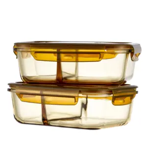 LINUO Borosilicate Glass Container Amber Color Airtight Food Glass Containers Food For Kitchen