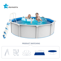 STARMATRIX SP7312B/BW 24ft Strukturpool für Garten und Hinterhof, Outdoor-Schwimmbecken mit Hartem Stahlrahmen, Rund