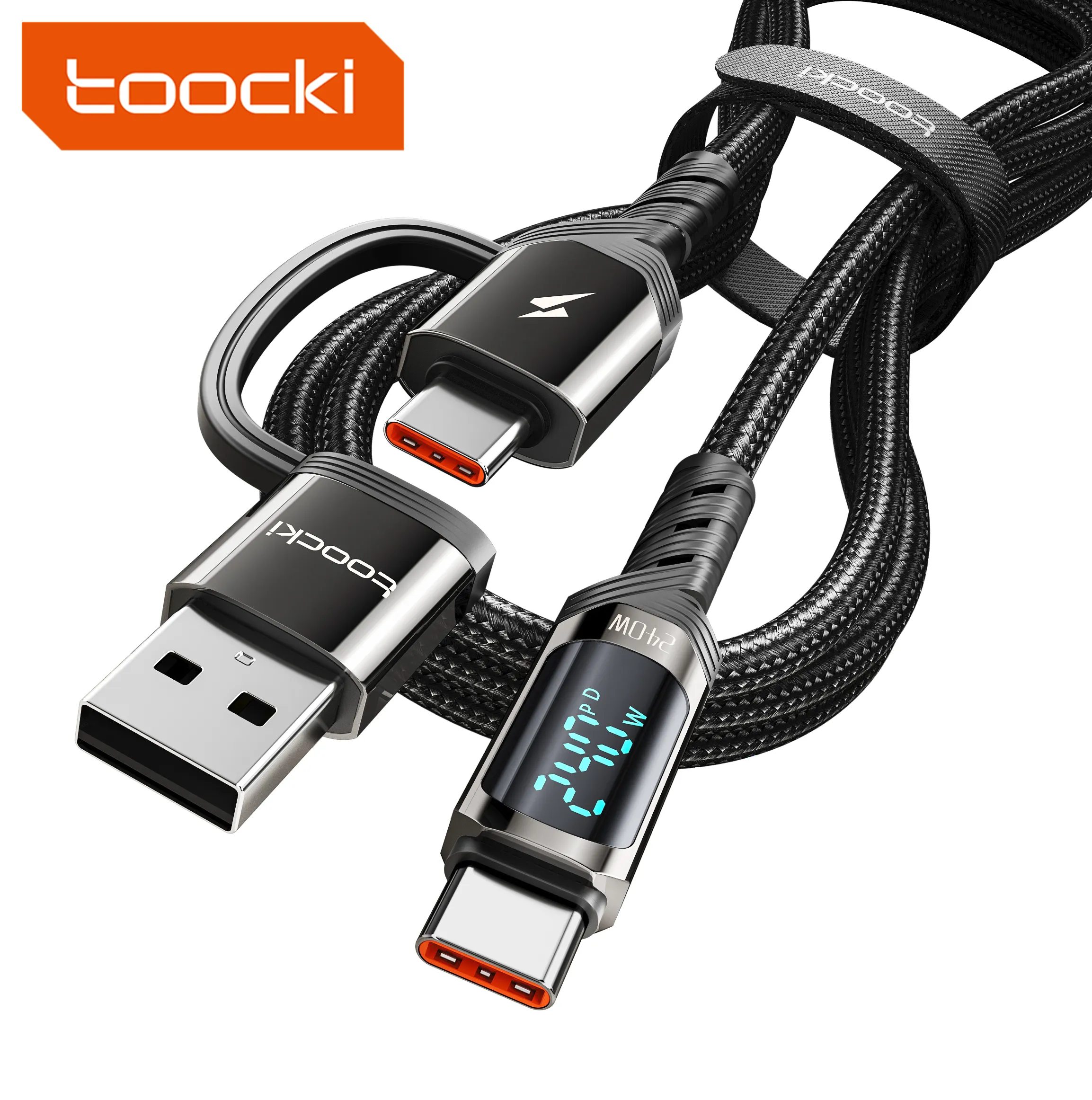 สายดาต้า PD3.1แบบ2 in 1 240W ของ Toocki สินค้าใหม่พร้อมจอแสดงผลดิจิตอลประเทศจีน