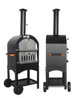 Four à pizza au feu de bois à double usage en acier inoxydable de 12 pouces avec roues pour barbecue