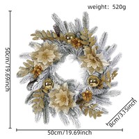 Nouvelle décoration de porte de Noël populaire affichage à la maison décoration de guirlande de fleurs rougeoyante