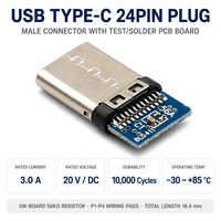 Connecteur mâle Type C 24 broches avec plaques de soudure pour carte PCB, connecteur USB C pour câble de charge rapide, batterie externe, adaptateur OTG