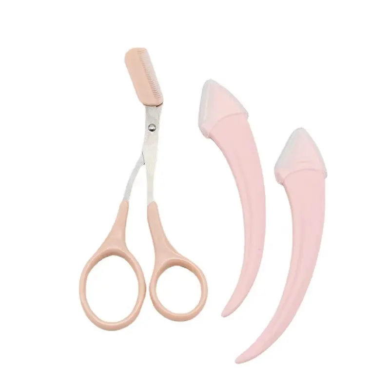 Factory Directly Supply Beauty Care Lash Eyelash Eyebrow Nail Scissors and Cutter 1+2 Set Trim Guide Comb