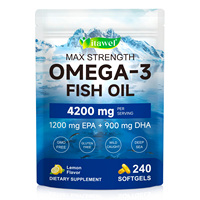 Itawel Marque Privée Sans Gluten Soutien Immunitaire 4200mg Huile de Poisson Oméga-3 Capsules Molles Soutien Cœur & Cerveau