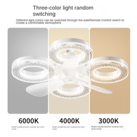 Ventilateur de plafond avec lumière LED 60W, ABS, télécommande, 3 vitesses de vent, intensité réglable, installation par vis E27, salon, salle à manger, chambre à coucher