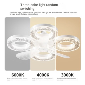 Ventilateur de plafond avec lumière <span class=keywords><strong>LED</strong></span> 60W, ABS, télécommande, 3 vitesses de vent, intensité réglable, installation par vis E27, salon, salle à manger, chambre à coucher - Product Image 3
