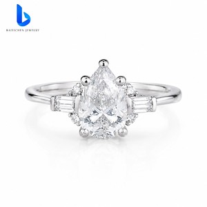 Nuovi Anelli di Fidanzamento e Matrimonio di Lusso in <span class=keywords><strong>Argento</strong></span> 925 Placcato Oro 18K con Tripla Intreccatura Faith Hope e Moissanite per Donne - Product Image 4