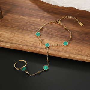 Pulseras de Dedo de Acero Inoxidable 316L que No se Deslustran, Chapadas en Oro PVD de 14k y 18k, Cadena de Mano para Novia, Anillo de Pulsera de Diseño para Mujer - Product Image 3