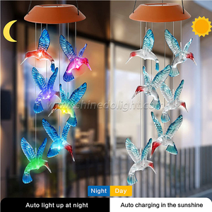 Campanas de Viento Solares con Forma de Colibrí, Luz Móvil Solar que Cambia de Color, Decoración para Exteriores, Regalos - Product Image 2
