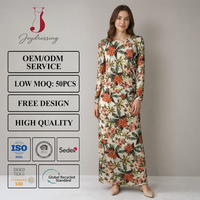 Robe longue à imprimé botanique pour femmes Joydressing, col rond, manches longues, robe maxi décontractée pour les détaillants de vêtements