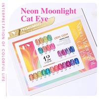 Hanyinails 15ml Vernis à ongles gel UV personnalisé avec logo, effet œil de chat néon clair de lune avec effet magnétique, vernis à ongles gel œil de chat magnétique LED/UV