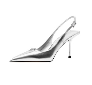 Sandali con Tacco Alto 2025 Personalizzati, Alta Qualità, Fatti a Mano, in Vera Pelle Nera, Argento e Bianca - Product Image 3