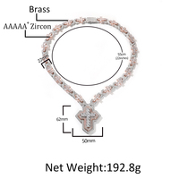 Collier pour homme UWIN, chaîne baguette élégante en CZ, chaîne glacée avec pendentif croix goutte à goutte, chaîne croix infinie, collier cubain