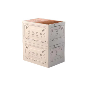 Folding <b>Storage</b> <b>Box</b> 55L Rectangle Plastic Foldable Outdoor <b>Camping</b> Organizer Military Green And Grayish White - Product Image 5