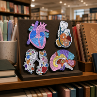 Broche en métal, épinglette en émail souple, collection Cœur, Cerveau, Poumons, Stéthoscope, Floral, Médicale, cadeau pour infirmière, étudiant en médecine