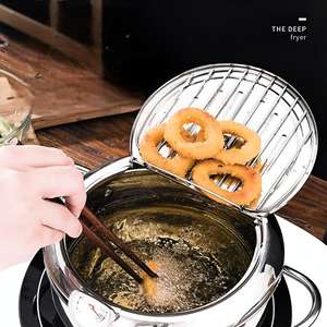 YUEDISI estilo japonés 304 cocina de acero inoxidable Tempura sartén freidora olla profunda con termómetro para Cocina de Inducción - Product Image 3