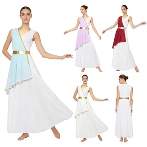 Vestidos de Disfraz de Diosa Griega para Mujer, con Ribete Dorado, Toga Drapeada, Largo hasta el Suelo, Chiton Romano Antiguo, para Fiesta o Actuación, Personalizado - Product Image 1