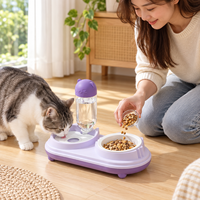 Distributeur d'eau et de nourriture non automatique en plastique Zheng Xin pour petits animaux, chien, chat, avec support surélevé