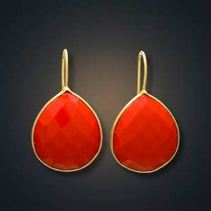 Silver Handmade Gold Plated Gemstone Drop Earrings Boho Trendy Gift Fashion - Product Image 2