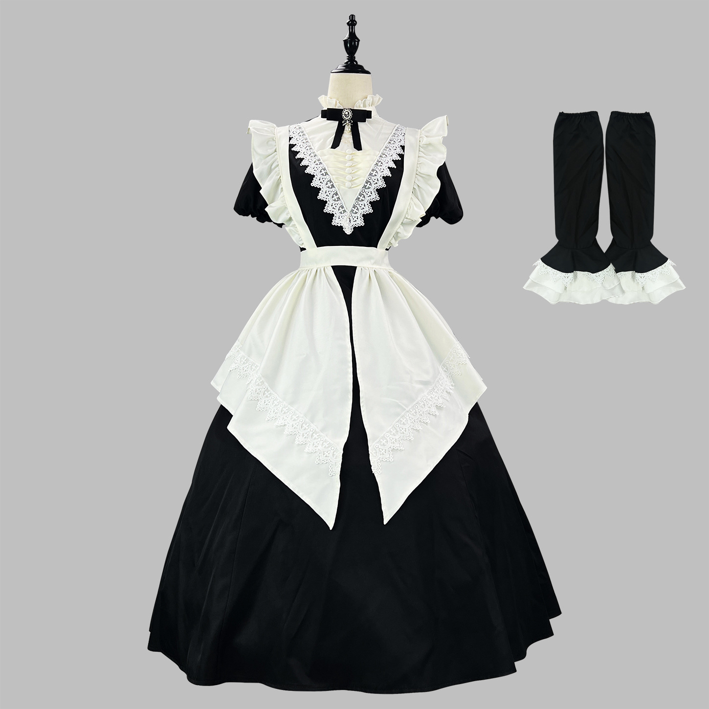 green emerald velvet dress Backyard Family Maid Outfit Maid Dress Long British Style
